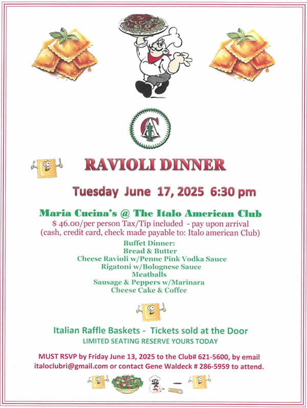 Ravioli Dinner June 17, 2025